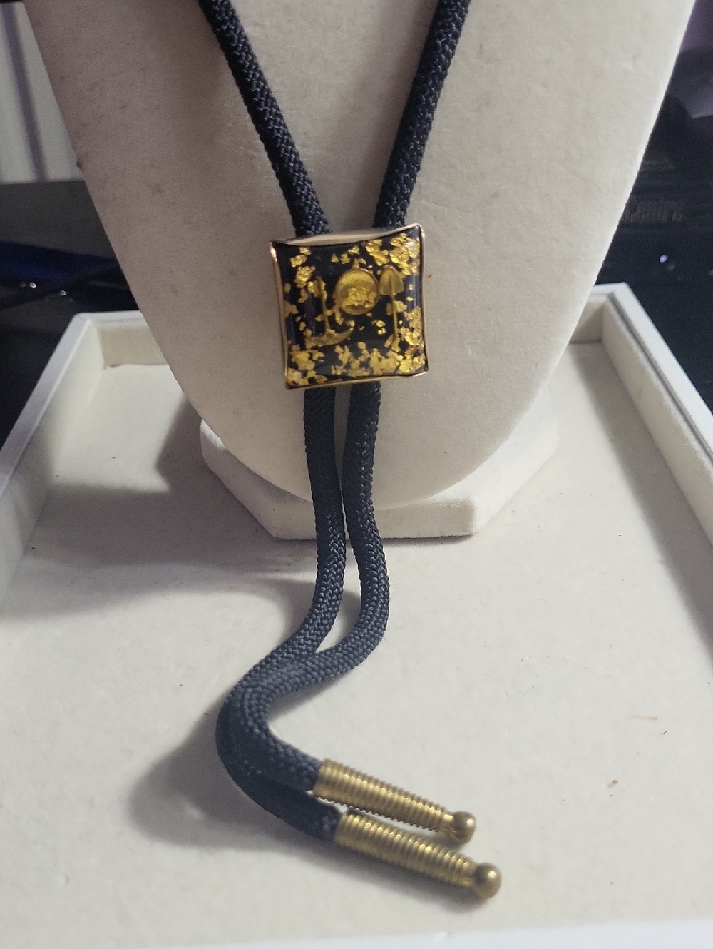 Black and Gold Miners Decorative Bolo Tie